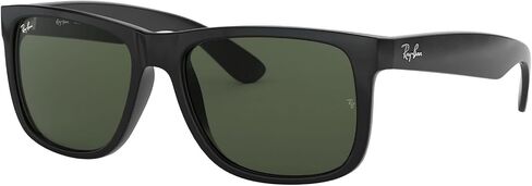 Ray-Ban RB4165F Justin Low Bridge Fit Rectangular Sunglasses, Rubber Black/Clear, 55 mm in Saudi Arabia