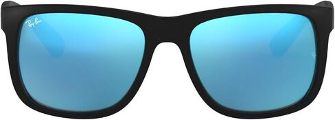 Ray-Ban RB4165F Justin Low Bridge Fit Rectangular Sunglasses, Rubber Black/Clear, 55 mm in Kuwait
