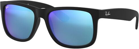 Ray-Ban RB4165F Justin Low Bridge Fit Rectangular Sunglasses, Rubber Black/Clear, 55 mm in Kuwait