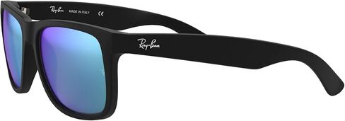 Ray-Ban RB4165F Justin Low Bridge Fit Rectangular Sunglasses, Rubber Black/Clear, 55 mm in Kuwait