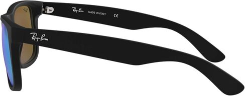 Ray-Ban RB4165F Justin Low Bridge Fit Rectangular Sunglasses, Rubber Black/Clear, 55 mm in Kuwait