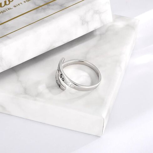 Inspirational Ring Encouragement Rings: Sterling Silver Adjustable Inspsire I am Enough Jewelry Gift for Women Girls Teens (Just Breathe) in Saudi Arabia