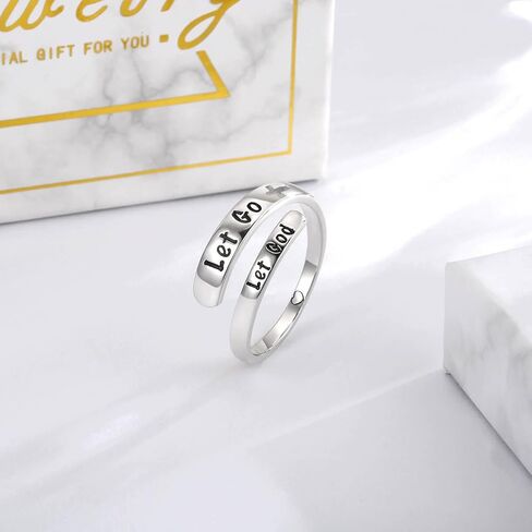 Inspirational Ring Encouragement Rings: Sterling Silver Adjustable Inspsire I am Enough Jewelry Gift for Women Girls Teens (Just Breathe) in Saudi Arabia