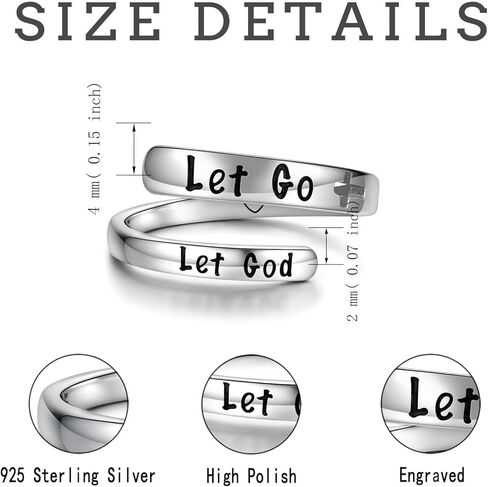 Inspirational Ring Encouragement Rings: Sterling Silver Adjustable Inspsire I am Enough Jewelry Gift for Women Girls Teens (Just Breathe) in Saudi Arabia