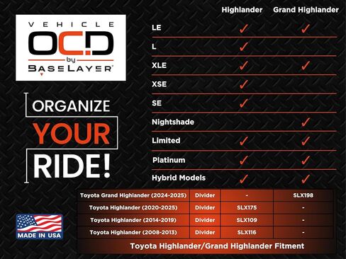مركبة OCD - منظم وحدة التحكم المركزية لسيارة Toyota Highlander (2020-2024) - صنع في الولايات المتحدة الأمريكية in Saudi Arabia