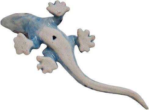 Tiny 3¾" Long Grey with Red and Black Dots Gecko Figurine - Miniature Hand Made Painted Ceramic Lizard Salamander Animal Porcelain Clay Decorative Collectible Figurines Home Décor Gifts in Saudi Arabia