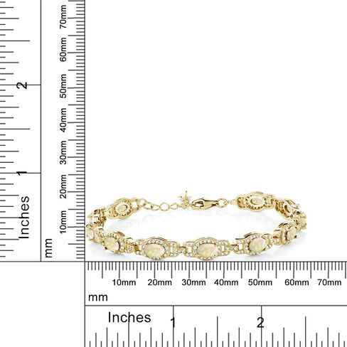 Gem Stone King 18K Yellow Gold Plated Silver Oval Red Created Ruby Tennis Bracelet For Women (14.60 Cttw, 7 inch with 1 inch Extender) in Saudi Arabia