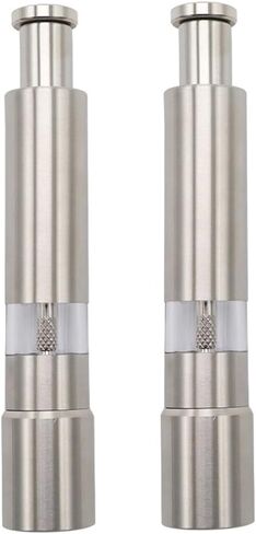 Premium Stainless Steel Salt Grinder Pepper Mill for Peppercorns Sea Salt and Spices, Thumb Push Button for 1 Hand Operation for Grinding Salt and Black Pepper (1 MILL) in Saudi Arabia