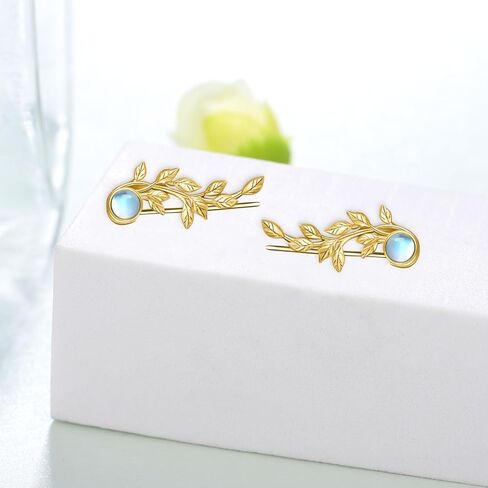 Ear Climber Earrings 925 Sterling Silver Ear Climber Earrings for Women Moonstone Ear Crawler Earrings Jewelry Gift for Women Girls in Saudi Arabia