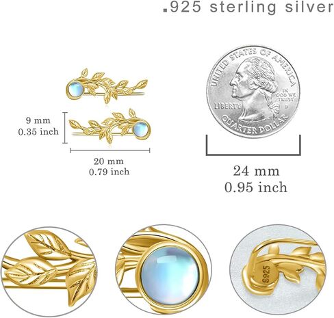 Ear Climber Earrings 925 Sterling Silver Ear Climber Earrings for Women Moonstone Ear Crawler Earrings Jewelry Gift for Women Girls in Saudi Arabia