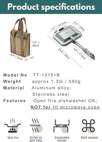 CAMPINGMOON Hot Sandwich Maker Single Burner Gas Fire Open Fire Compact Aluminum TT-1315 in Saudi Arabia