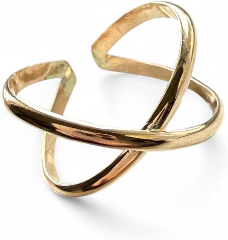 خاتم متقاطع لأصابع القدم | الفضة الاسترليني والمعادن المملوءة بالذهب والمختلط | قابل للتعديل، مقاس واحد يناسب الجميع in Kuwait