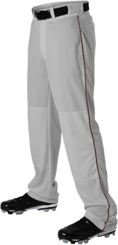 Alleson Athletic Boys Youth Baseball Pants with Braid, Grey/Navy, Medium in Saudi Arabia