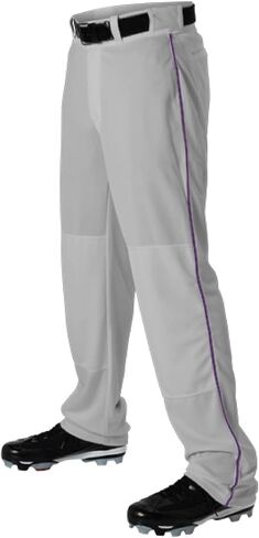 Alleson Athletic Boys Youth Baseball Pants with Braid, Grey/Navy, Medium in Saudi Arabia