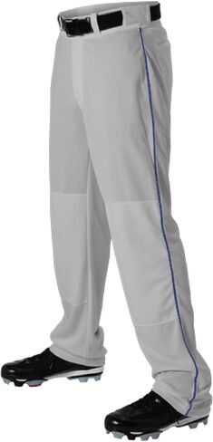 Alleson Athletic Boys Youth Baseball Pants with Braid, Grey/Navy, Medium in Saudi Arabia