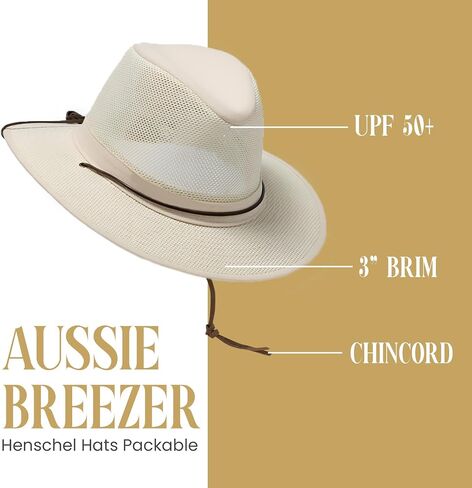 Henschel مقاس X-Large أسود Aussie Breezer قابل للسحق 5310 قطن مع شبكة بعامل حماية من الأشعة فوق البنفسجية 50 in Saudi Arabia