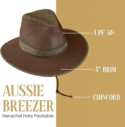Henschel مقاس X-Large أسود Aussie Breezer قابل للسحق 5310 قطن مع شبكة بعامل حماية من الأشعة فوق البنفسجية 50 in Kuwait