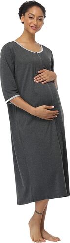 SUGAR JAN Women's Long Robes Zipper Front Lightweight Nightgowns Half Sleeves Soft Loungewear for Ladies S-XXXL in Kuwait