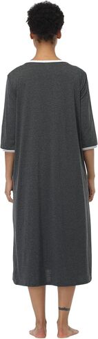 SUGAR JAN Women's Long Robes Zipper Front Lightweight Nightgowns Half Sleeves Soft Loungewear for Ladies S-XXXL in Kuwait