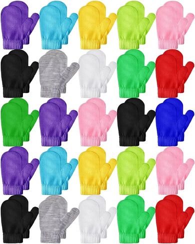 36 Pairs Toddler Magic Stretch Mittens Soft Warm Kids Knit Gloves Toddler Gloves Winter Infant Mittens Crochet Gloves for Boys Girls, Mixed Colors, 2-5years in Saudi Arabia