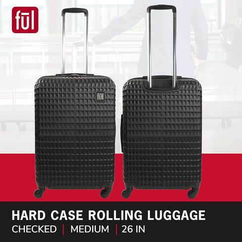 FUL Geo 26 Inch Rolling Luggage, Hardshell Suitcase with Wheels, Black (FLML0108-001) in Saudi Arabia