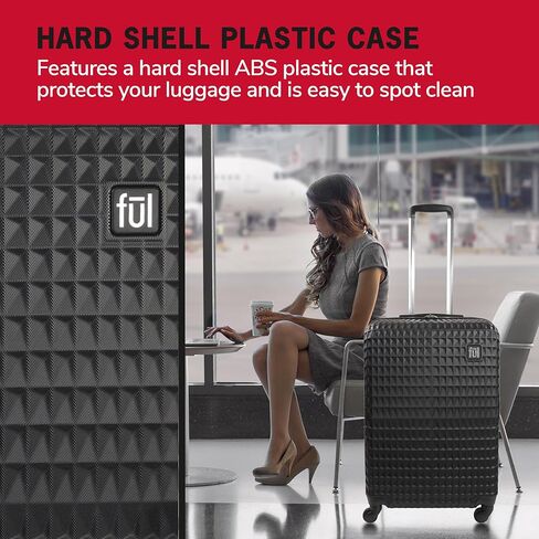 FUL Geo 26 Inch Rolling Luggage, Hardshell Suitcase with Wheels, Black (FLML0108-001) in Saudi Arabia