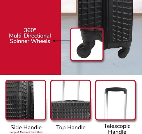 FUL Geo 26 Inch Rolling Luggage, Hardshell Suitcase with Wheels, Black (FLML0108-001) in Saudi Arabia