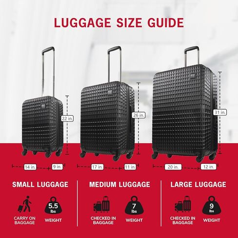 FUL Geo 26 Inch Rolling Luggage, Hardshell Suitcase with Wheels, Black (FLML0108-001) in Saudi Arabia