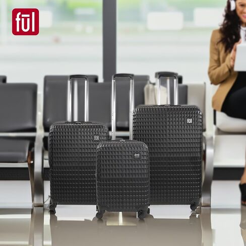 FUL Geo 26 Inch Rolling Luggage, Hardshell Suitcase with Wheels, Black (FLML0108-001) in Saudi Arabia