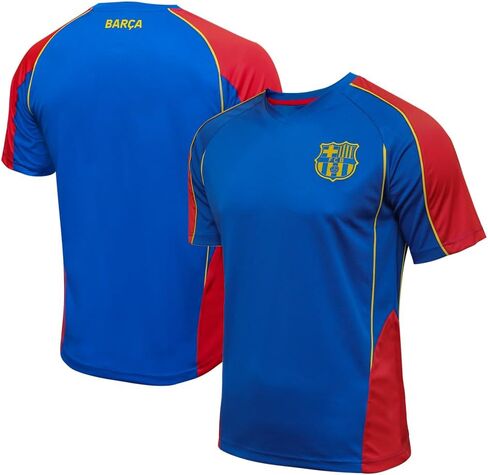 Icon Sports FC Barcelona Shirt - Officially Liecensed Jersey Style Short Sleeve Athletic Football Team Graphic Game Day Active Tee Top | Highlight, Navy, Medium in Saudi Arabia