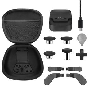 Complete Component Pack for Xbox Elite Controller Series 2 - Accessories Includes 1 Carrying Case, 1 Charging Dock, 1 Charger Cable, 4 Thumbsticks, 4 Paddles and 1 Adjustment Tool(BLACK)