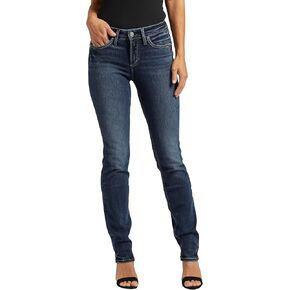 Silver Jeans Co. Women's Suki Mid Rise Curvy Fit Straight Leg Jeans, Med Wash EAE283, 34W x 31L in Kuwait