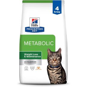 Hill's Prescription Diet Metabolic Weight Management Chicken Flavor Dry Cat Food, Veterinary Diet, 4 lb. Bag