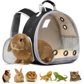 Bunny Carrier, Guinea Pig Carrier,Small Animal Carrier Backpack for Rabbit,Bearded Dragon, Lizard,Hamster,Kitten. Breathable Pet Travel Cage Bag Perfect for Vet Visits & Outdoor Adventures (Black) in Kuwait