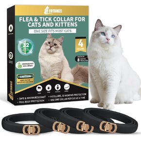 4 Pack Flea Collar for Cats, 32 Months Flea and Tick Prevention for Cats, Waterproof Cat Flea Collar, Cat Flea and Tick Treatment, Adjustable Flea and Tick Collar for Cats Kittens-Black