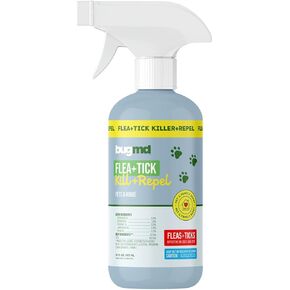 BugMD Flea & Tick Home Spray – Protects Carpets, Bedding, & Furniture – Pet-Safe Formula – 16oz