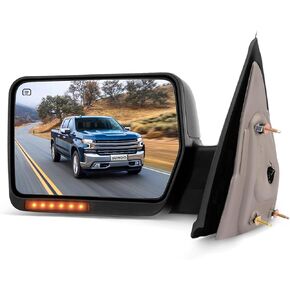 مرآة سحب SCITOO مناسبة لمرآة Ford الخارجية تناسب 2007-2014 لشاحنة Ford F-150 مع إشارة الانعطاف الكهرماني وإضاءة البركة والتحكم في الطاقة الساخنة والطي اليدوي (جانب السائق)