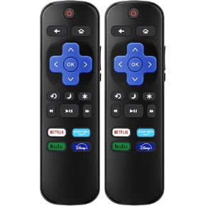 Gvirtue(عبوة من 2) جهاز تحكم عن بعد بديل متوافق فقط مع تلفزيون Roku، وTCL Roku/Hisense Roku/Onn Roku/Insignia، وSharp، وأجهزة تلفزيون Philips Roku الذكية (ليس لـ Roku Stick، Box and Player)