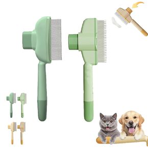 Avatore Zenbrush Cat Comb, Avatore Zenbrush, Avatore Cat Grooming Brush, Zenbrush Cat Combs, Zenbrush Cat Combs, Self-Cleaning Pet Grooming Brushes (green, Flat comb+Long and short comb)