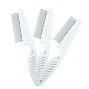 Flea Comb for Dogs and Cats, Metal Pet Lice Comb Fine Tooth Grooming Tool for Remove Anti Fleas and Flea Eggs(3pcs Pink)
