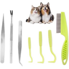 10 Pcs Pet Tick Remover Tool, Stainless Steel Tick Remover Tick Plastics Remover for Cats and Dogs, Pet Tools, Silver, Green