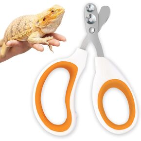 Bearded Dragon Professional Clippers - Depth-Limited Dual Holes, Angled Groove & Non-Slip Handle for Safe Trimming (White)