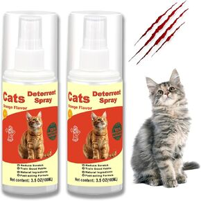 Cat Deterrent Spray, Cat Spray Indoor - Effective Cat Scratch Furniture for Pet Behavior Training - Protector Stay Away from Restricted Areas - Indoor & Outdoor Deterrent - 2 Pack 7.0 fl.oz.