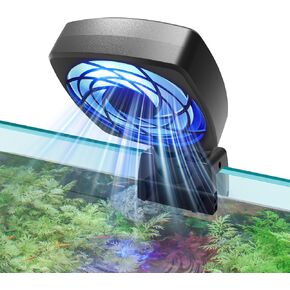 AQQA Aquarium Chiller Fan, Fish Tank Cooling Fan with Wind Speed & Angle Adjustable Timing Function Controller Multiple Lighting Colors, Water Chiller for Freshwater and Saltwater Tanks (1-Fan Head)