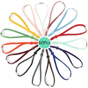 Stretchy Whelping Collars for Puppies and Kittens, 15 Colors 60Pcs Assorted Adjustable Identification Loops for Newborn Small Animal Litters, Multi Colored ID Bands (6 Inch)