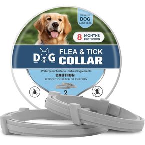 Flea Collar Dogs, Tick Collars for Dogs, Flea and Ticks Collar for Dog, Adjustable, Suitable of Dog, 8 Months Protection, Naturally, Effectively-2P
