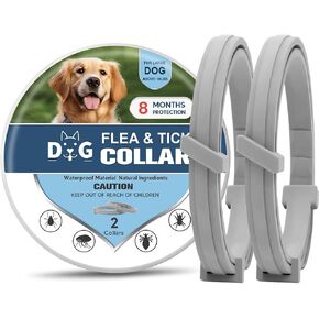 Flea Collar Dogs, Tick Collars for Dogs, Flea and Ticks Collar for Dog, Adjustable, Suitable of Dog, 8 Months Protection, Naturally, Effectively (2.2 Ounce (Pack of 2))