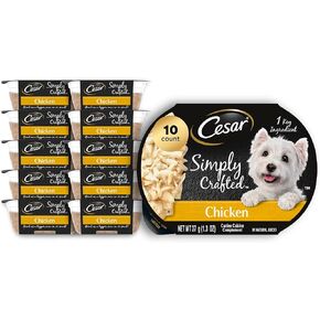 Cesar Simply Crafted Adult Wet Dog Food Meal Topper, Chicken, 1.3 oz. (10 Count, Pack of 1)