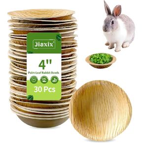 30 Pcs Disposable Palm Leaf Bowls 4 inch Bowl for Rabbits, Compostable Like Bamboo Bowls Disposable Bowl Bunny Chew Toys Chewable Dish for Rabbits & Bunnies,Small Pets