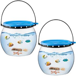 2 Pack Beach Toys Catch and Release Plastic Seaside Aquarium Kit, Clear and Transparent Portable Handheld Tank, Great Concept for Catching and Release Critters, Ideal for Beach, Pool, Lake